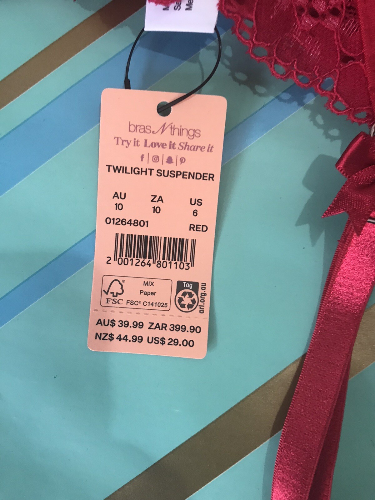 SIZE 16 BRAS N THINGS SUSPENDER BELT TWILIGHT SEXY RED LACE RRP 39.99