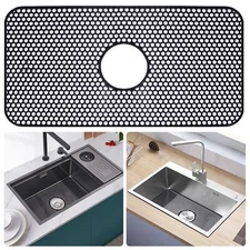 Sink Protector Mat 24.8"x 13" Silicone Farmhouse Kitchen Single Sink Mat Drai...
