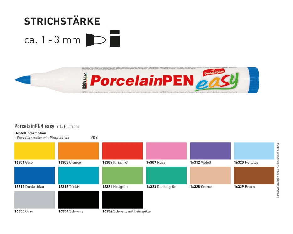 Pintor de porcelana Hobby Line, lápiz de porcelana, pintura de porcelana, lápiz de pintura de vidrio