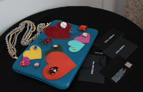Dolce & Gabbana St. Valentine Cleo shoulder clutch / Teal Blue/ - Picture 2 of 18