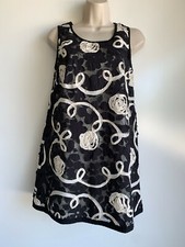 Debra Rodman Gorgeous Black Ivory Lace Floral Overaly Sleeveless Dress Size 2