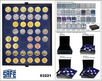 SAFE 63221 Nova deluxe Münztableaus LEFA DESIGN 48x eckige Fächer 22,5 -23 mm