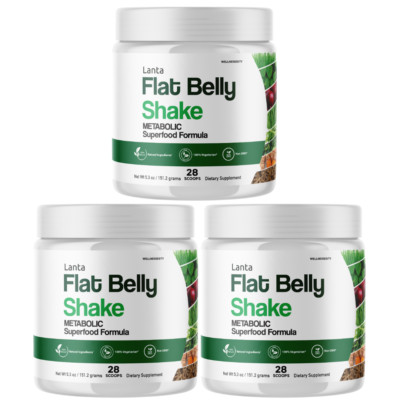 Lanta Flat Belly Shake for Men Women - Official Formula - 3 Tubs