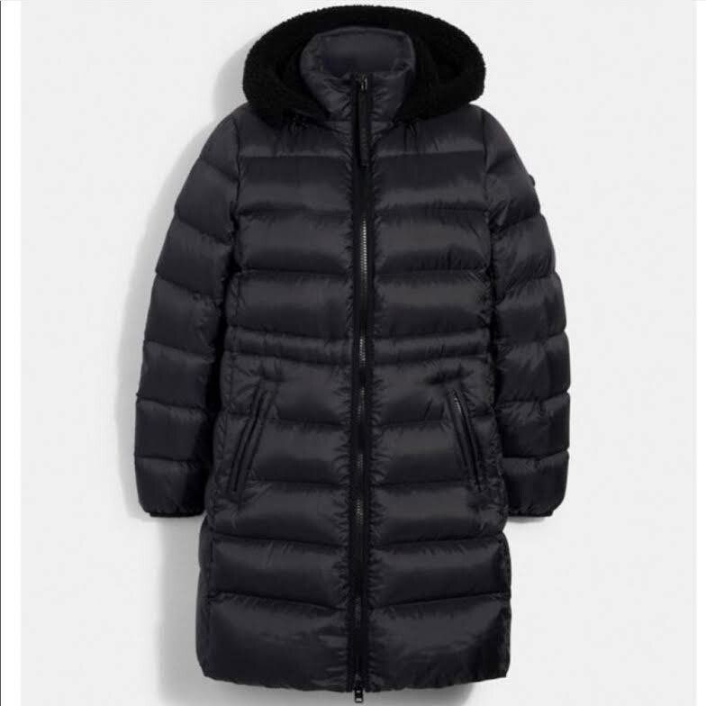 coach womens Long Slim Puffer coat brand new size small