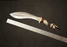 Custom Handmade 12C27 Steal Kukri -StagAntler  Crown Handle With Sheath