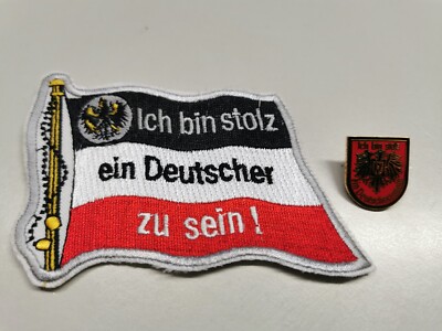 Pin + Patch ''I'm proud to be a German'' Black White Red