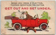 Postcard - Lovers Kissing in Car Art Print - Love/Romance Greeting Card