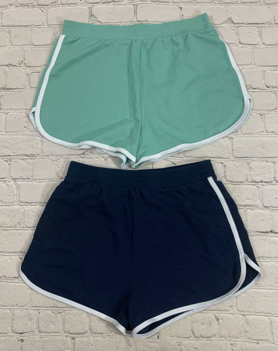 LOT OF 2 Women Athletic Shorts Size Small 3-5 Navy & Mint Green W White  Trim