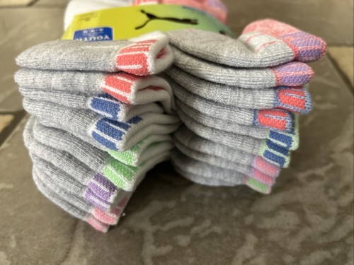 NEW PUMA 10 PACK SOCKS KIDS 4-9.5 GIRLS KIDS MULTICOLOR DRYCELL LOW CUT - Picture 5 of 8
