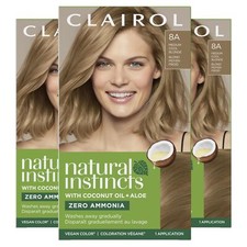 Clairol Natural Instincts Hair Color Kit Medium Cool Blonde Vegan 3 Pack 5.85 Oz