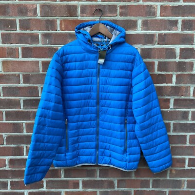 Livergy Puffer Coat Jacket Men SIZE 2XL Blue Lightweight Outdoor Stowable Bag