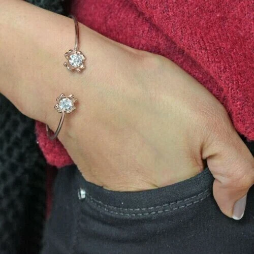 OFF WHITE Bracciale 3 Ct Creato in Laboratorio con Diamanti Bianco Off Argento 925 Certificato.