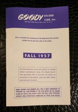 Vintage GOODY RECORD CLUB Magazine ~ Fall, 1957