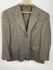 Stafford Options Mens Wool Blend Brown Plaid Blazer Blazer 46R
