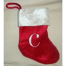 Lower Case c Monogram on red MINI Christmas Stocking 8"X6" by Merry Brite