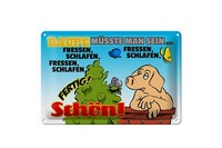 Blechschild Spruch 30X20 Cm Raupe MüSste Man Sein Fressen Deko Schild Tin Sign