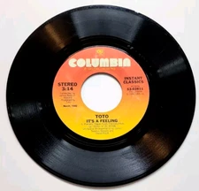 Toto 45 Vinyl Record Rosanna & It's A Feeling, Columbia Instant Classics 5302811