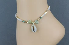 Cowrie shell anklet adjustable 5"-10" anklet beaded ankle bracelet cord slide