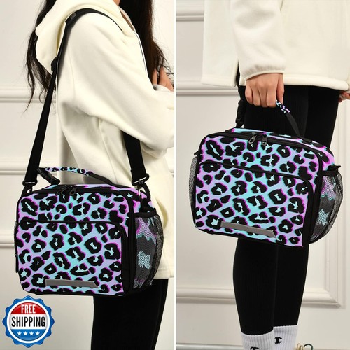 Lunch Bags Boxes Insulated Small Girls Boys Cooler Kids Rainbow Leopard Print - Picture 5 of 5