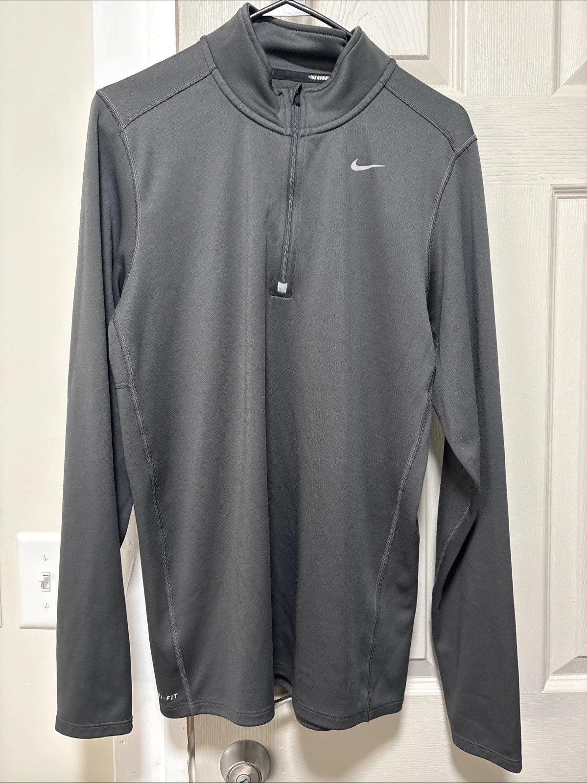 Nike Men's Racer 1/4 Zip Running Shirt Athletic Steel Gray Medium