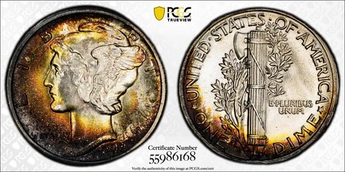 1942 D Mercury Dime  MS 67+ FB (CAC)  Excellent Registry Coin