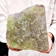 7.76LB Natural green cubic fluorite - quartz crystal mineral specimen