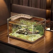 Transparent PET Desktop Aquarium Fish Turtle Tank with Air Pump