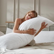 100 Cotton Waffle Weave Body Pillow Pillowcase 1 54" x 20" Pack of 1 White