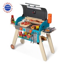 Melissa Doug Deluxe Wooden Barbecue Grill Smoker Pizza Oven Food Kids Play