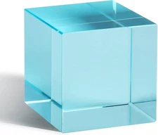 QFkris K9 Crystal Optical Glass Prism Cube Paperweight Ornament Art Sky Blue 