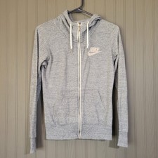 Vintage Nike Full Zip Hooded Sweatshirt Front Pockets Gray Women's Small