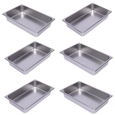 6 PACK Full Size 4" Deep Steam Table Food Pan Commercial Tray Stainless Steel
