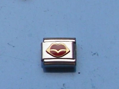 Original Nomination Gold Emaille Modul ++ KUSS MUMD ROT ++  guter Zustand