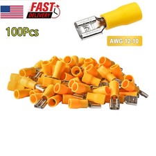 100pcs 12-10 Gauge Female Spade Quick Disconnect Electrical Wire Connectors .250