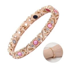 Women's Magnetic Therapy Energy Bracelet with Diamonds Energy Magnet Bracelet