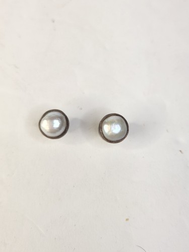 Vintage Sterling Silver Faux Pearl Stud Earrings