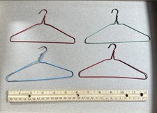 Vintage Lot of 4 Metal Wire Doll Clothes Hangers 6" Wide Twisted Hook