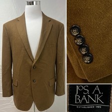 Jos. A. Bank Men's 46R Wool Cashmere Blend Brown Two Button Blazer Jacket