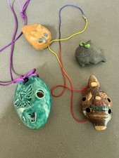 Lot Of Clay Artisan Ocarinas/whistles