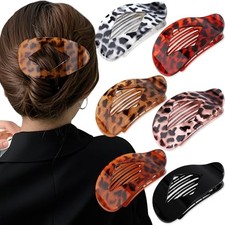 Large Flat Round Hair Clips Oval Claw Clips for Thick Medium Thin Hair Leopard