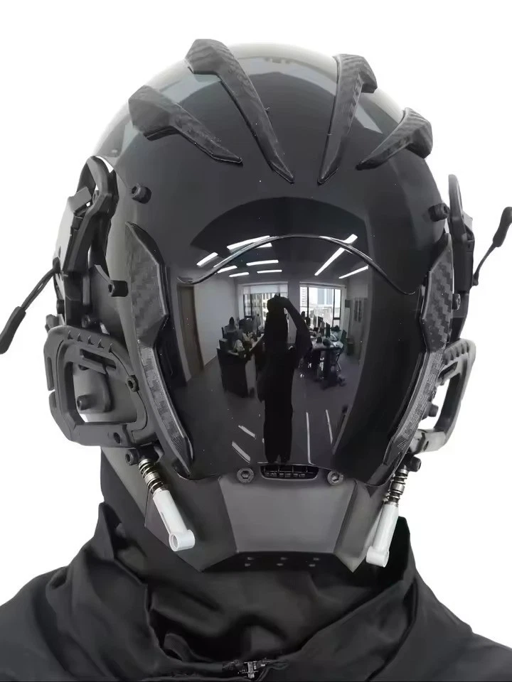 Blackout Cyberpunk Half-Face Mask, Visor Techwear, Tactical Ghost Operative Gear