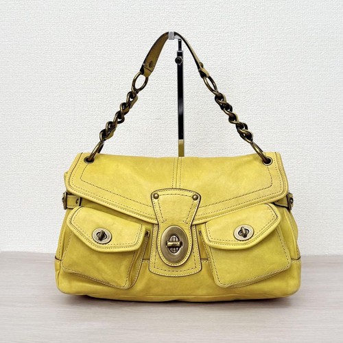 Coach 65th Anniversary Legacy Yellow whiskey Pocket Leather Shoulder Bag F/S - Picture 3 of 10