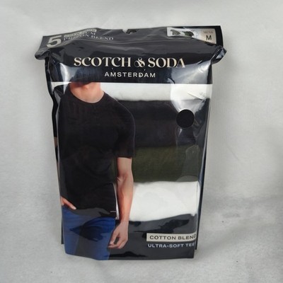 *NEU* Scotch and Soda 5x Crew Neck T-Shirt weiß/Schwarz/grün Gr. M Ultra-Soft
