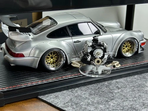 IG Ignition Model 1/18 Porsche 911 RWB 964 Silver with Engine IG2467 Resin Model - Picture 6 of 13
