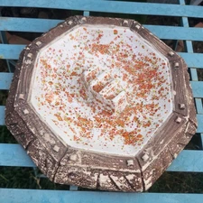 Vintage **Weathered** large ceramic ashtray Drip Glaze Treasure Craft-MCM 