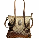 Gucci Shoulder Bag GG Canvas Leather Brown