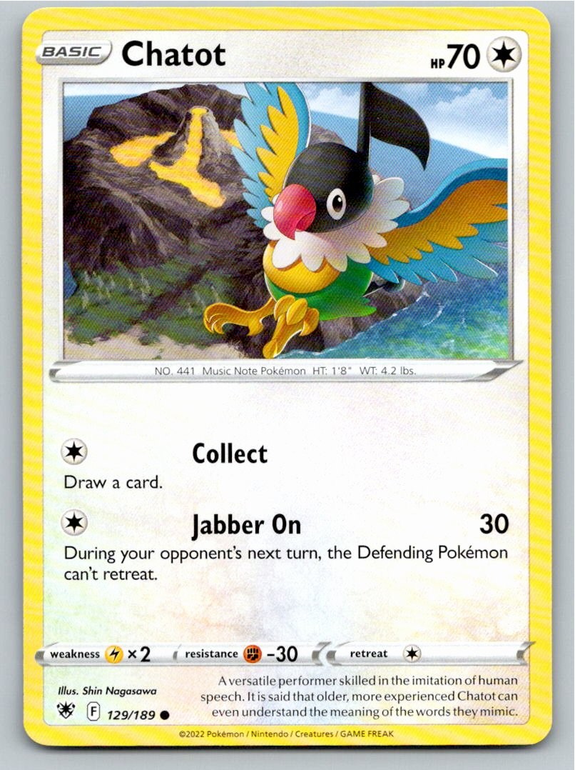 2022 POKEMON CHATOT ASTRAL RADIANCE 129/189 C NM A91704 FREE S&H