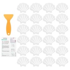 24Pcs Bathtub Stickers, 9x7 cm Shell Shower Treads with Scraper, Clear