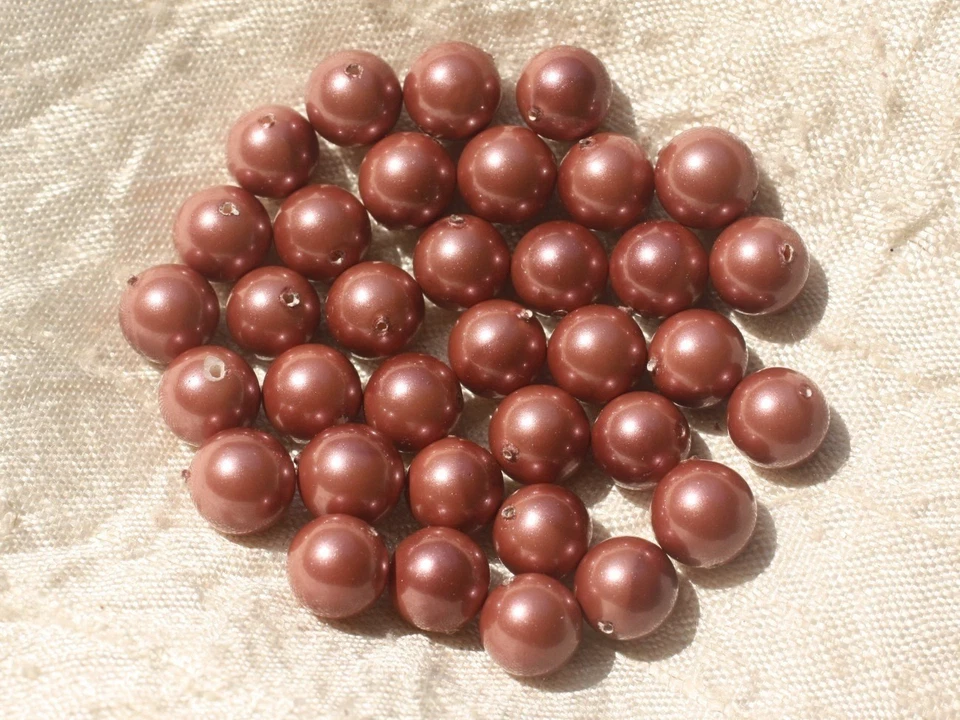 10pc - Perles Coquillage Nacre Boules 8mm Rose Marron Cuivre irisé - 45585500208 - Photo 1/1