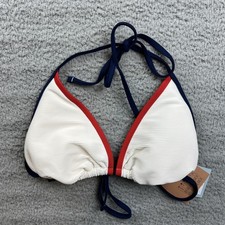 Shade  Shore Womens Large 12/14 Ribbed Contrast Binding Triangle Bikini Top